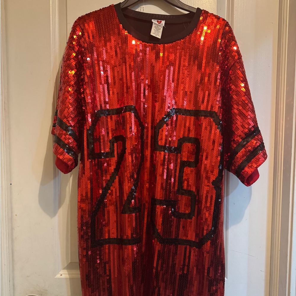 Red Sequin Number 23 Jersey Dress